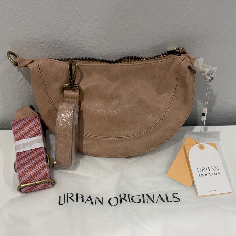 Urban Originals Beige Crossbody Bag with Patterned Strap